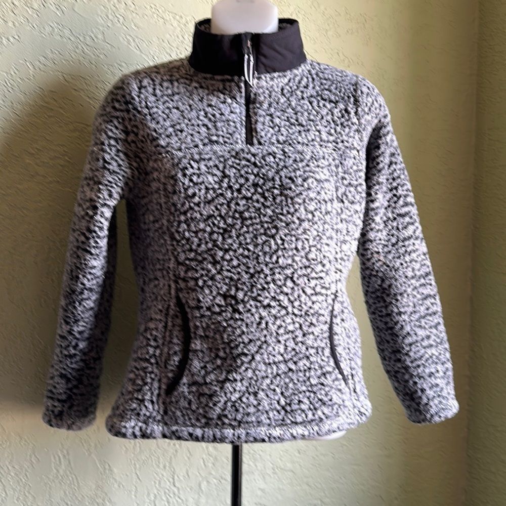Wonder Nation Fleece Pullover Black Gray Size Large Girls Warm Soft Sweatsh